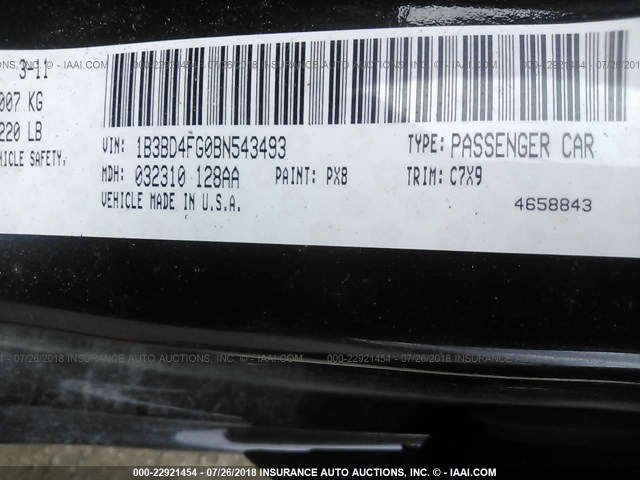 1B3BD4FG0BN543493 - 2011 DODGE AVENGER EXPRESS 黑色 照片 9