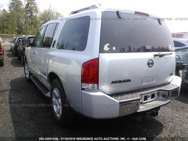 5N1AA08B35N737559 - 2005 NISSAN ARMADA SE/LE SILVER photo 3