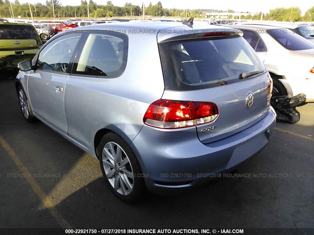 WVWMM7AJ1AW344859 - 2010 VOLKSWAGEN GOLF BLUE photo 3