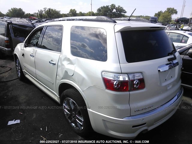 1GKKRTED5BJ215855 - 2011 GMC ACADIA DENALI WHITE photo 3