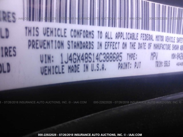 1J4GX48S14C388605 - 2004 JEEP GRAND CHEROKEE LAREDO/COLUMBIA/FREEDOM 黑色 照片 9