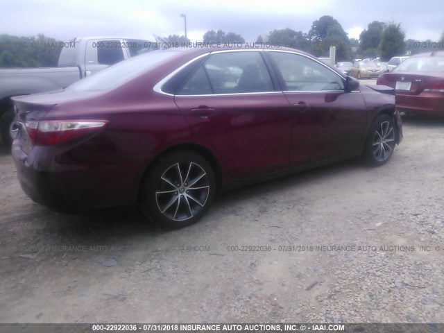 4T1BF1FKXGU537222 - 2016 TOYOTA CAMRY LE/XLE/SE/XSE RED photo 4