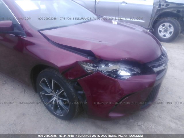 4T1BF1FKXGU537222 - 2016 TOYOTA CAMRY LE/XLE/SE/XSE RED photo 6