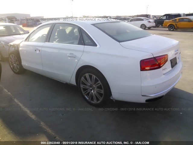 WAUR2AFD9DN018925 - 2013 AUDI A8 L QUATTRO WHITE photo 3