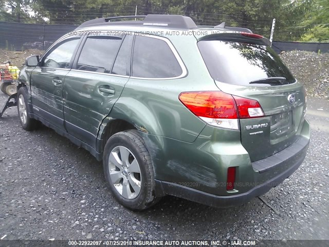 4S4BRBJC0C3280519 - 2012 SUBARU OUTBACK 2.5I LIMITED GREEN photo 3