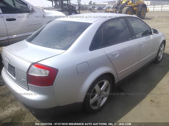 WAULC68E42A311948 - 2002 AUDI A4 1.8T QUATTRO SILVER photo 4