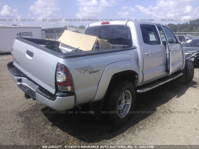 5TFLU4EN6BX019787 - 2011 TOYOTA TACOMA DOUBLE CAB SILVER photo 4