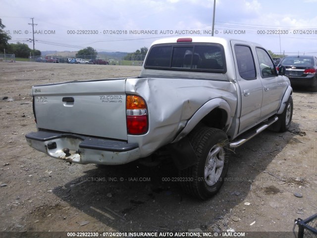 5TEGN92N94Z407768 - 2004 TOYOTA TACOMA DOUBLE CAB PRERUNNER SILVER photo 4