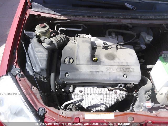 JS2RA61S045201077 - 2004 SUZUKI AERIO S/LX RED photo 10