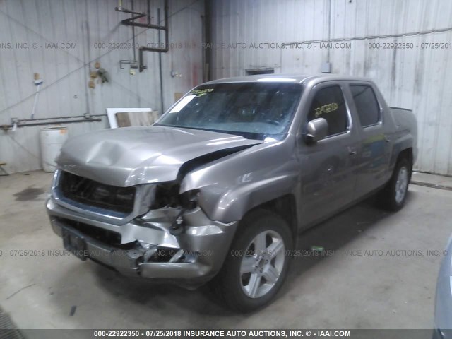 5FPYK1F57AB013635 - 2010 HONDA RIDGELINE RTL GRAY photo 2