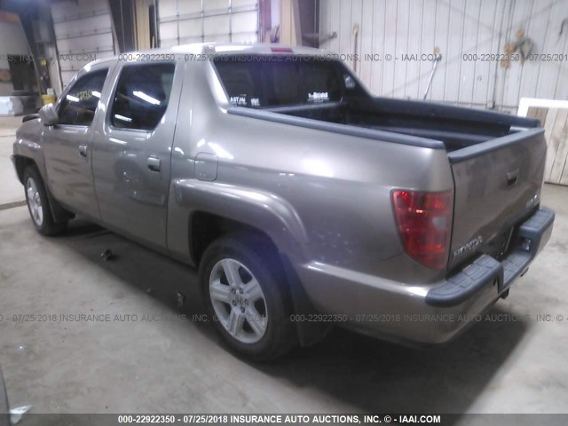 5FPYK1F57AB013635 - 2010 HONDA RIDGELINE RTL GRAY photo 3