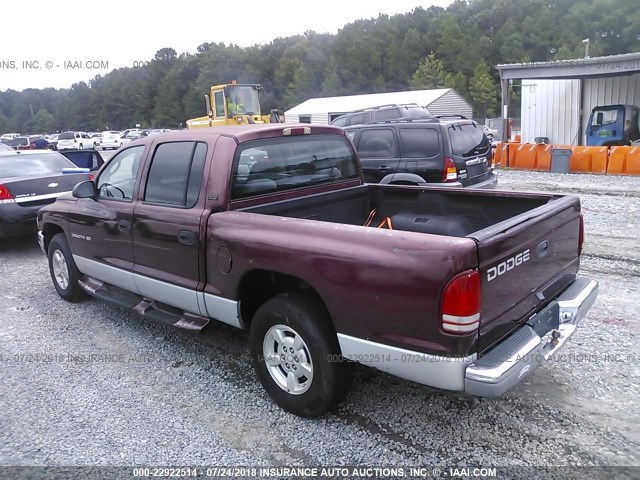 1B7GL2AN61S118409 - 2001 DODGE DAKOTA QUAD MAROON photo 3