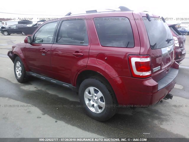 1FMCU9EG8BKA16624 - 2011 FORD ESCAPE LIMITED RED photo 3