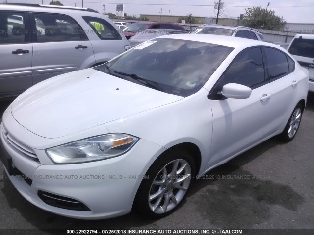 1C3CDFBA5DD131860 - 2013 DODGE DART SXT WHITE photo 2