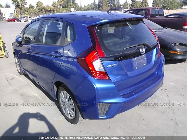 3HGGK5H50FM711694 - 2015 HONDA FIT LX BLUE photo 3