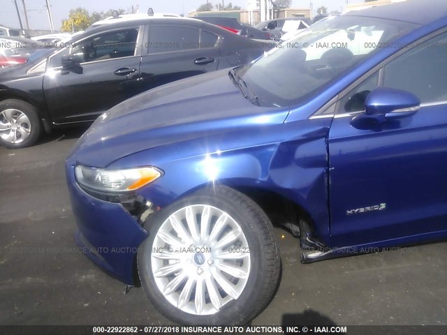 3FA6P0LU1DR386038 - 2013 FORD FUSION SE HYBRID BLUE photo 6