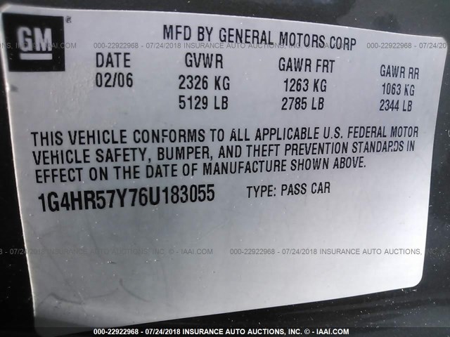 1G4HR57Y76U183055 - 2006 BUICK LUCERNE CXL GRAY photo 9