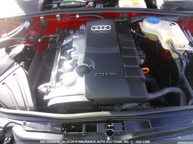 WAUDF78E86A180708 - 2006 AUDI A4 2.0T QUATTRO RED photo 10