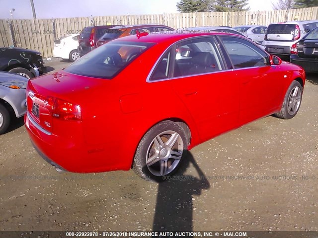 WAUDF78E86A180708 - 2006 AUDI A4 2.0T QUATTRO RED photo 4