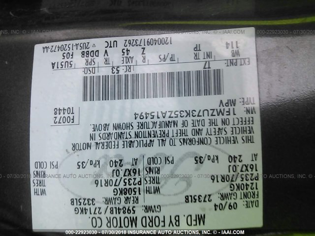 1FMZU73K35ZA15494 - 2005 FORD EXPLORER XLT/XLT SPORT/NBX 绿色 照片 9