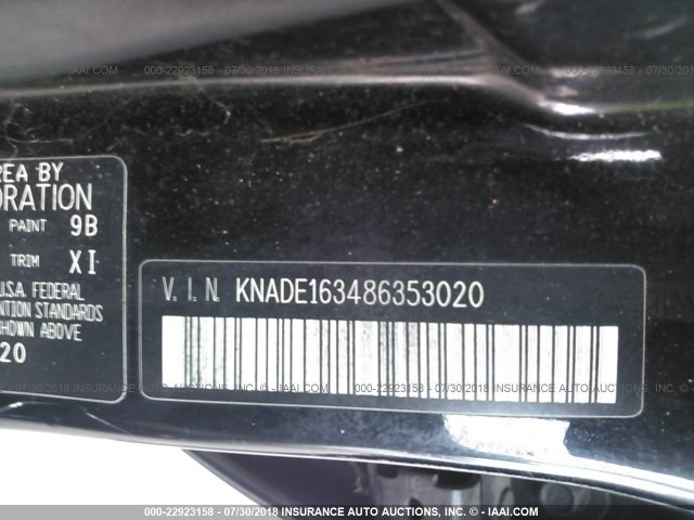 KNADE163486353020 - 2008 KIA RIO 5 SX BLACK photo 9