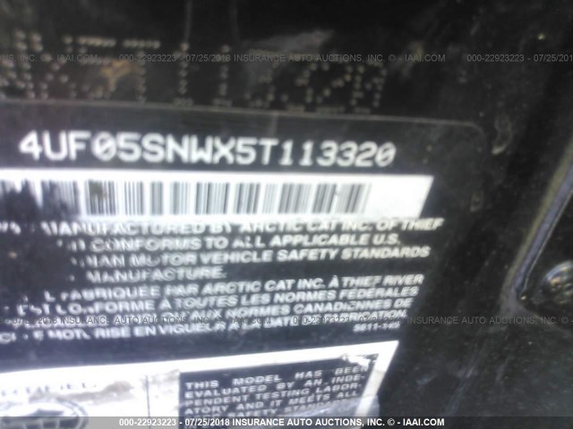 4UF05SNWX5T113320 - 2005 ARCTIC CAT SNOWMOBILE შავი ფოტო 10