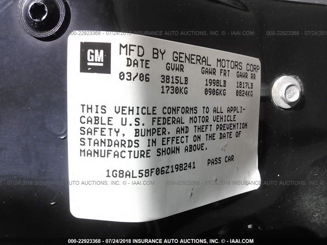 1G8AL58F06Z198241 - 2006 SATURN ION LEVEL 3 GRAY photo 9