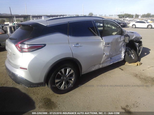 5N1AZ2MG6HN102992 - 2017 NISSAN MURANO S/SL/SV/PLATINUM SILVER photo 4