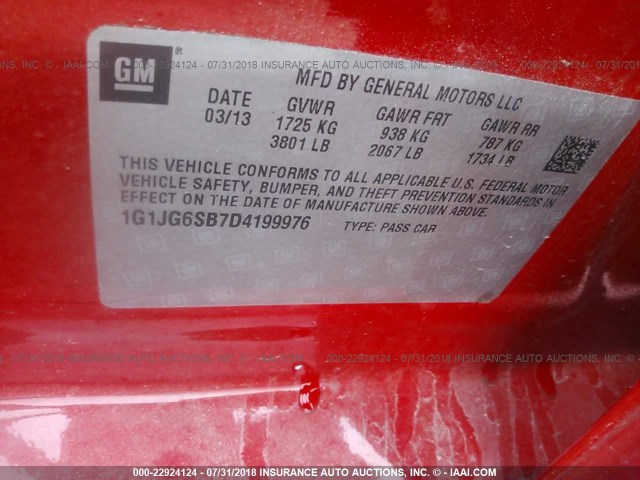 1G1JG6SB7D4199976 - 2013 CHEVROLET SONIC RS RED photo 9