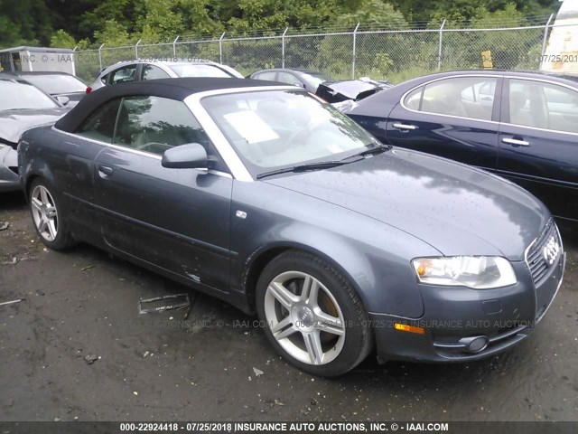 WAUDF48H27K022613 - 2007 AUDI A4 2.0T CABRIOLET QUATTRO GRAY photo 1