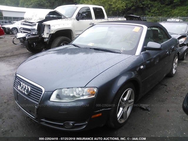 WAUDF48H27K022613 - 2007 AUDI A4 2.0T CABRIOLET QUATTRO GRAY photo 2