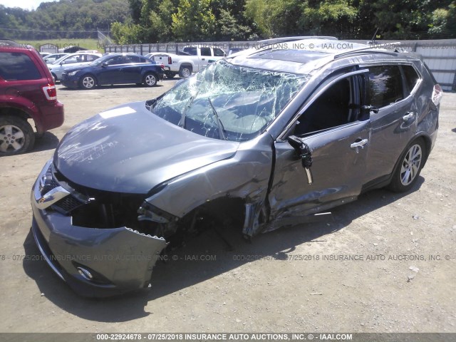 5N1AT2MT9EC774454 - 2014 NISSAN ROGUE S/SL/SV GRAY photo 2