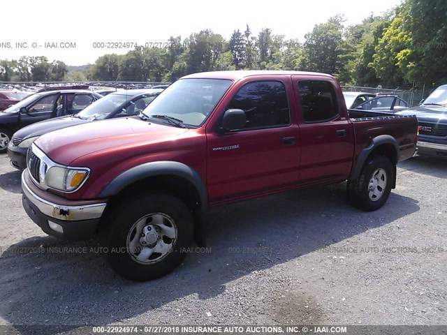5TEGM92N33Z181292 - 2003 TOYOTA TACOMA DOUBLE CAB PRERUNNER RED photo 2