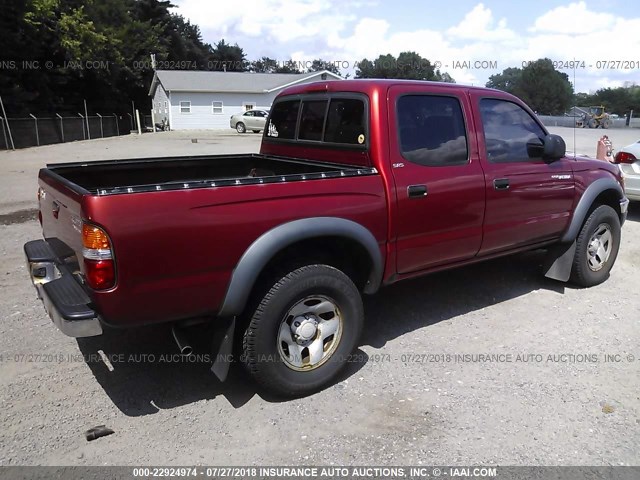 5TEGM92N33Z181292 - 2003 TOYOTA TACOMA DOUBLE CAB PRERUNNER RED photo 4