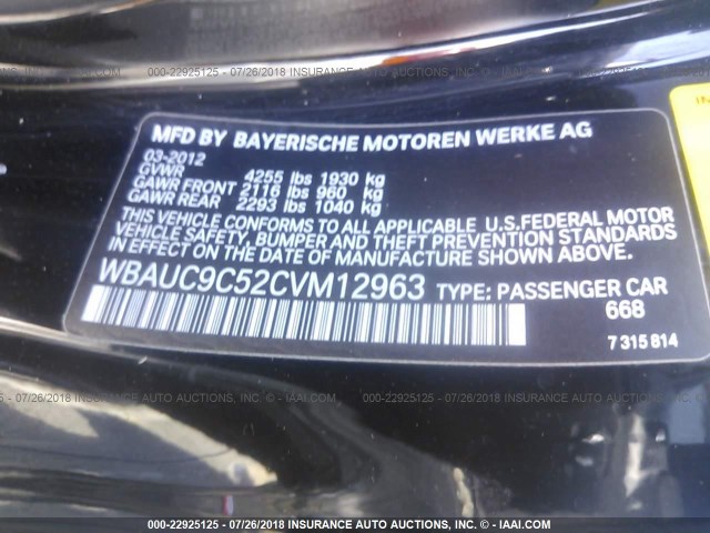 WBAUC9C52CVM12963 - 2012 BMW 135 I BLACK photo 9