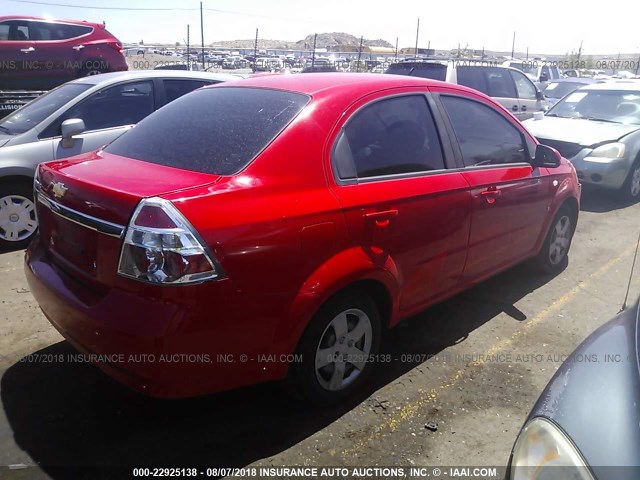 KL1TD56668B082432 - 2008 CHEVROLET AVEO LS RED photo 4