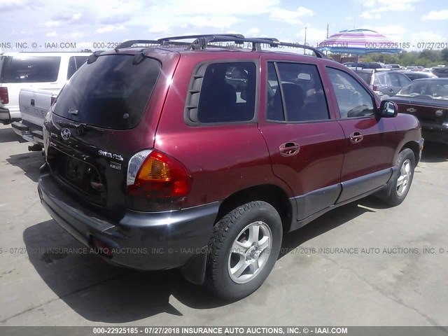 KM8SC13E54U751635 - 2004 HYUNDAI SANTA FE GLS/LX MAROON photo 4