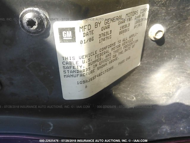 1G8AJ55F46Z173305 - 2006 SATURN ION LEVEL 2 MAROON photo 9