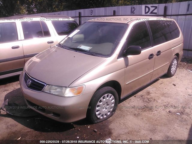 2HKRL18512H547255 - 2002 HONDA ODYSSEY LX GOLD photo 2