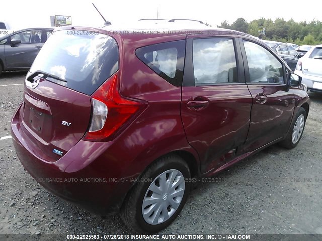 3N1CE2CP8FL369609 - 2015 NISSAN VERSA NOTE S/S PLUS/SV/SL/SR RED photo 4