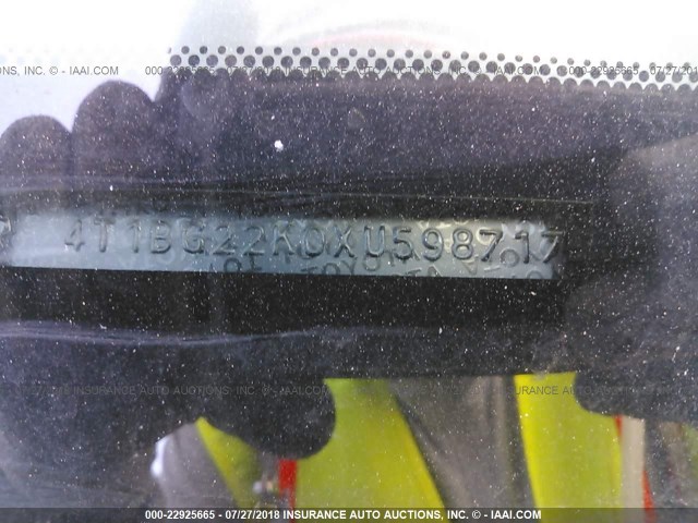 4T1BG22K0XU598717 - 1999 TOYOTA CAMRY CE/LE/XLE 绿色 照片 9