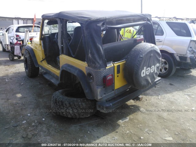 1J4FA29P1YP705096 - 2000 JEEP WRANGLER / TJ SE YELLOW photo 3