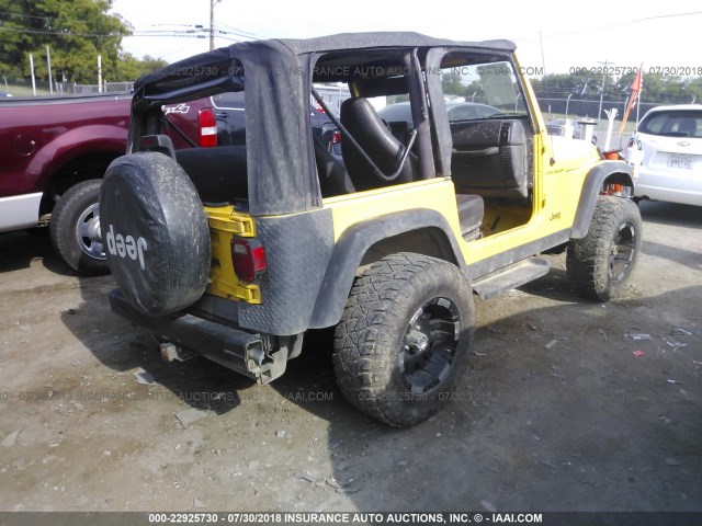 1J4FA29P1YP705096 - 2000 JEEP WRANGLER / TJ SE YELLOW photo 4