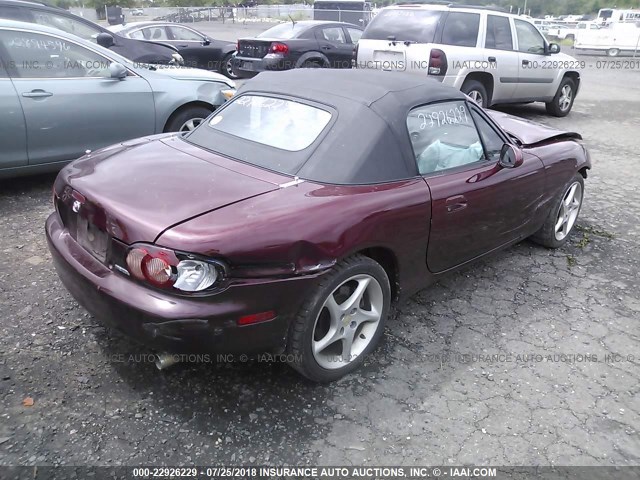 JM1NB353030304096 - 2003 MAZDA MX-5 MIATA LS MAROON photo 4