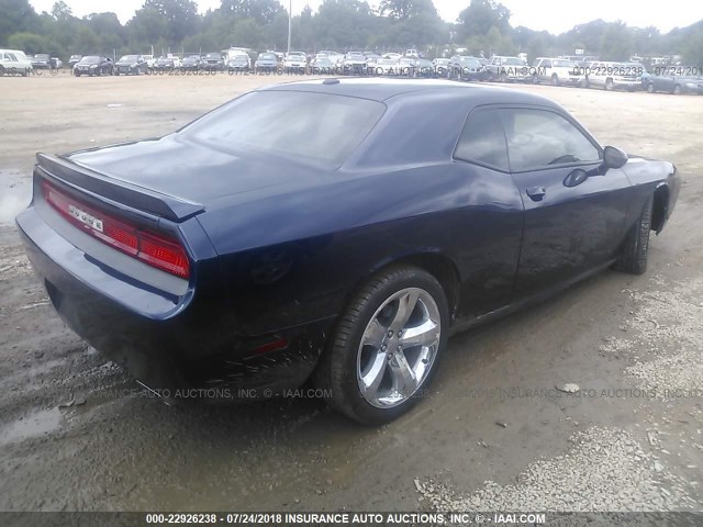 2C3CDYAG1DH667371 - 2013 DODGE CHALLENGER SXT BLUE photo 4