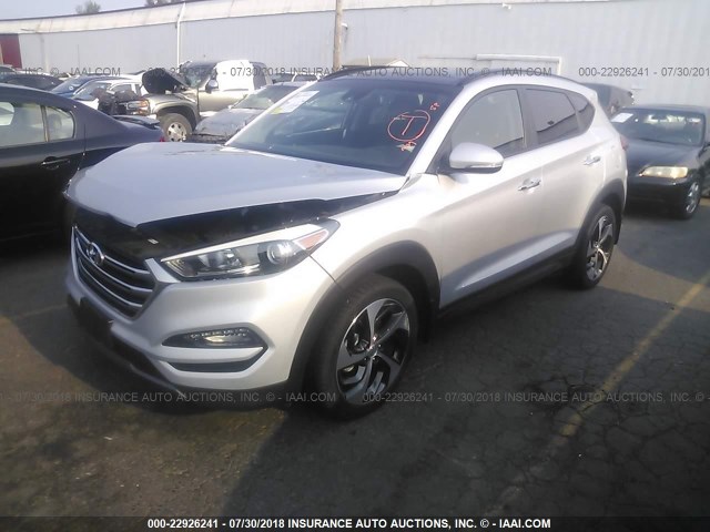 KM8J3CA24GU161639 - 2016 HYUNDAI TUCSON LIMITED/SPORT AND ECO/SE SILVER photo 2