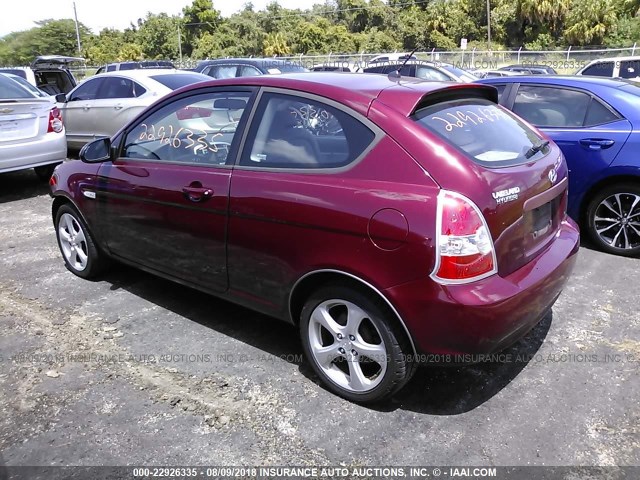 KMHCN36CX7U046208 - 2007 HYUNDAI ACCENT SE MAROON photo 3