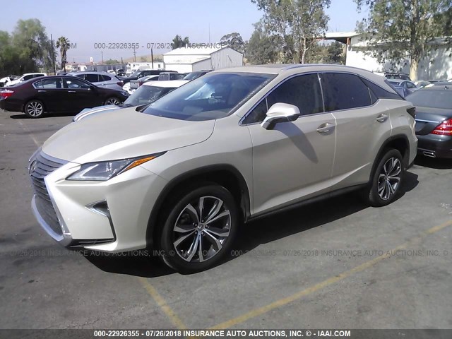 2T2ZZMCA2HC091536 - 2017 LEXUS RX 350/BASE/F SPORT BEIGE photo 2