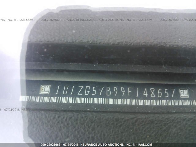 1G1ZG57B99F148657 - 2009 CHEVROLET MALIBU LS ოქროსფერი ფოტო 9