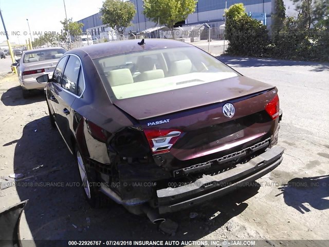 1VWBP7A31CC011076 - 2012 VOLKSWAGEN PASSAT SE BURGUNDY photo 3